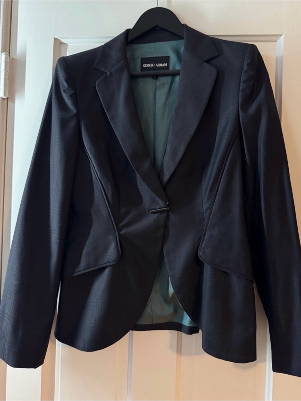 Giorgio Armani Navy Plaid Tailored Suit